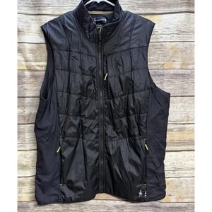 Smartwool Vest Men's XL Black Quilted Merino Wool Lined Zip Pockets Insulated